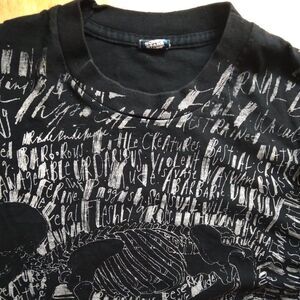 Vintage 80s Skeleton Graffiti Art Metal Death AOP T-Shirt